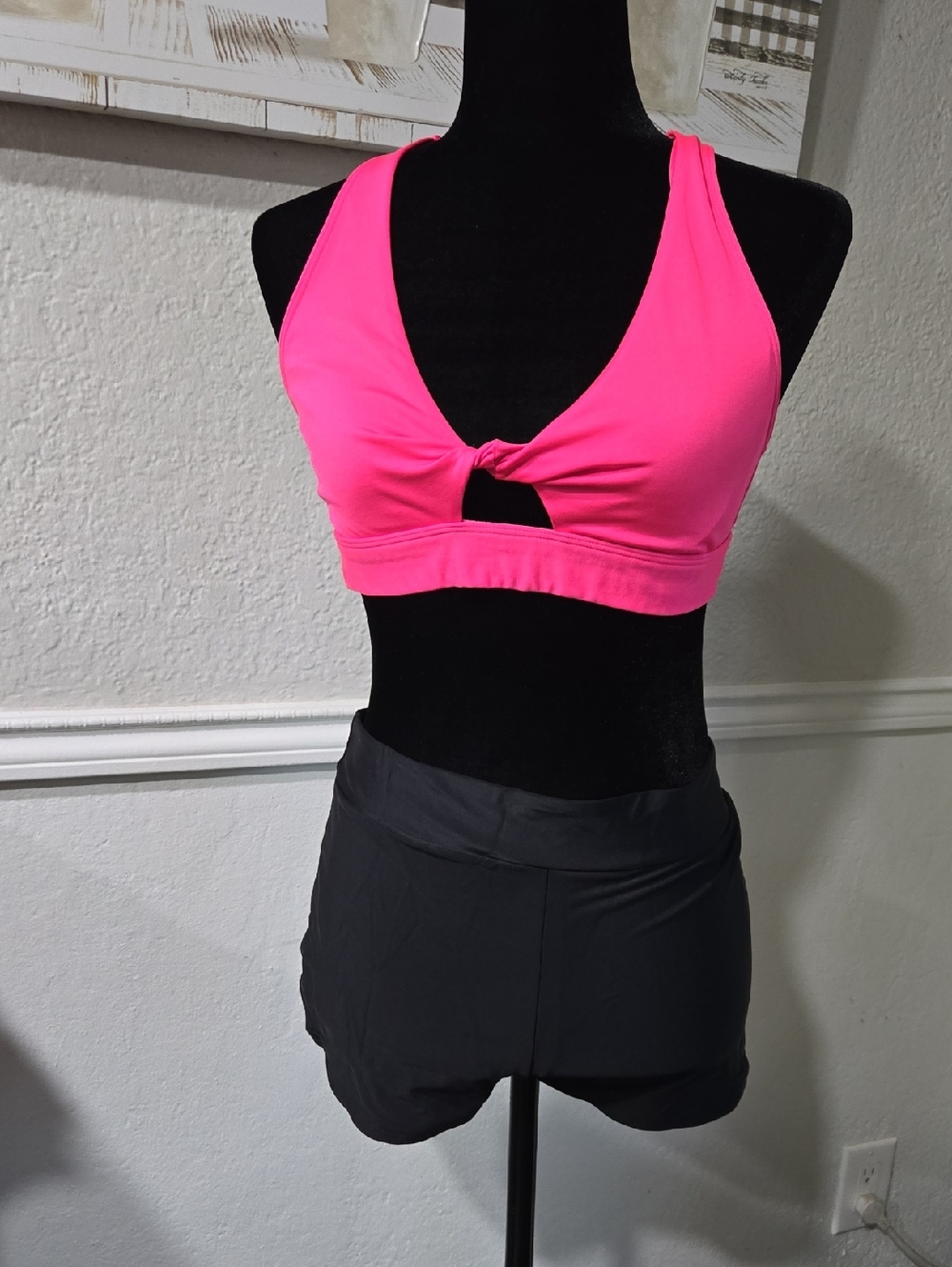 PINK Victoria’s Secret Neon Pink Swim Bikini Top Cutout Racerback